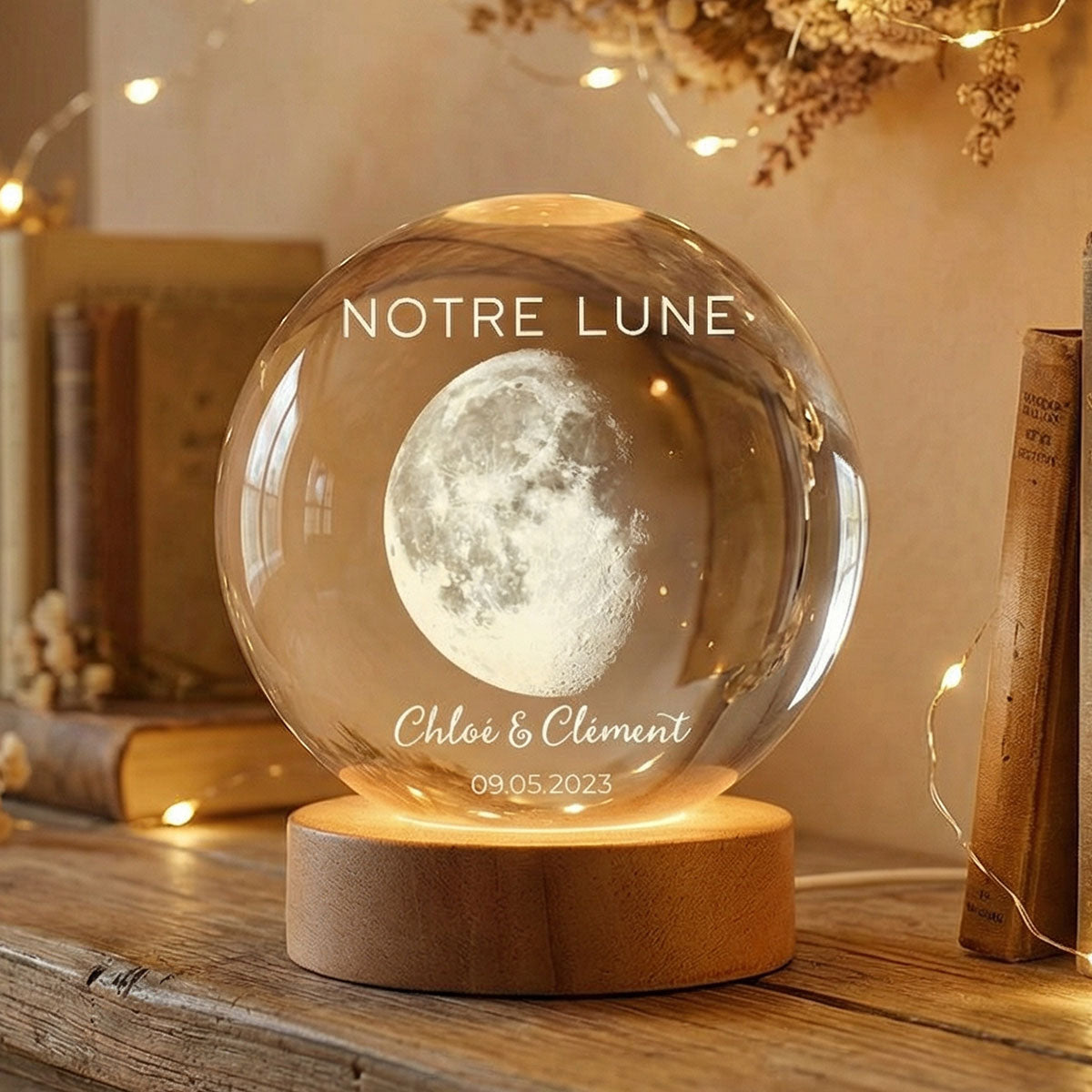 Veilleuse Boule de Cristal LED Personnalisée - Personalized Crystal Ball LED Night Light