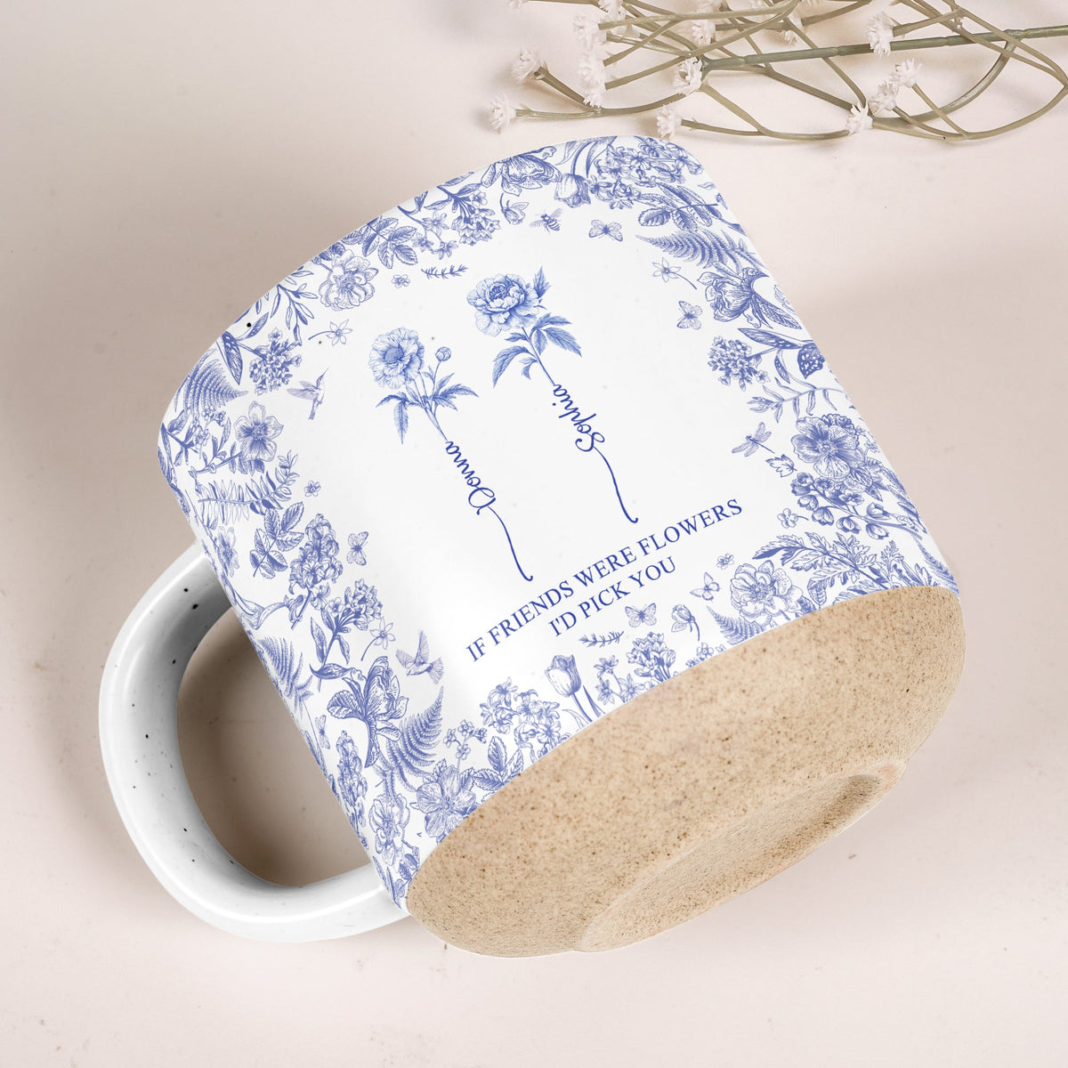 If Besties Were Flowers I'D Pick You - Toile De Jouy Pottery - Personalized Mug