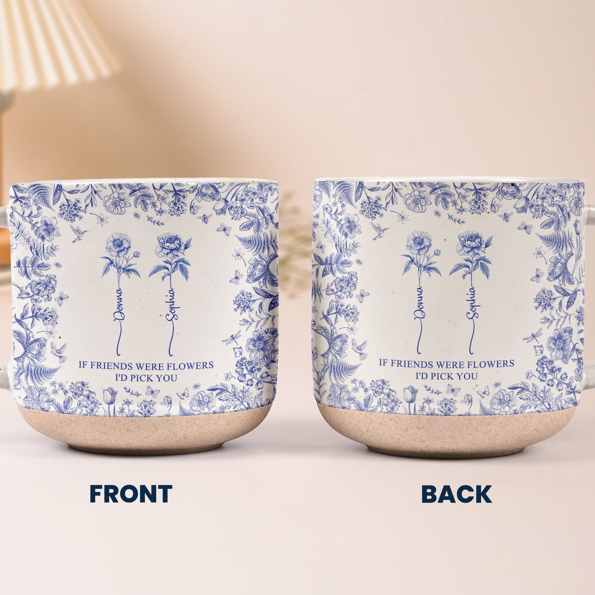 If Besties Were Flowers I'D Pick You - Toile De Jouy Pottery - Personalized Mug