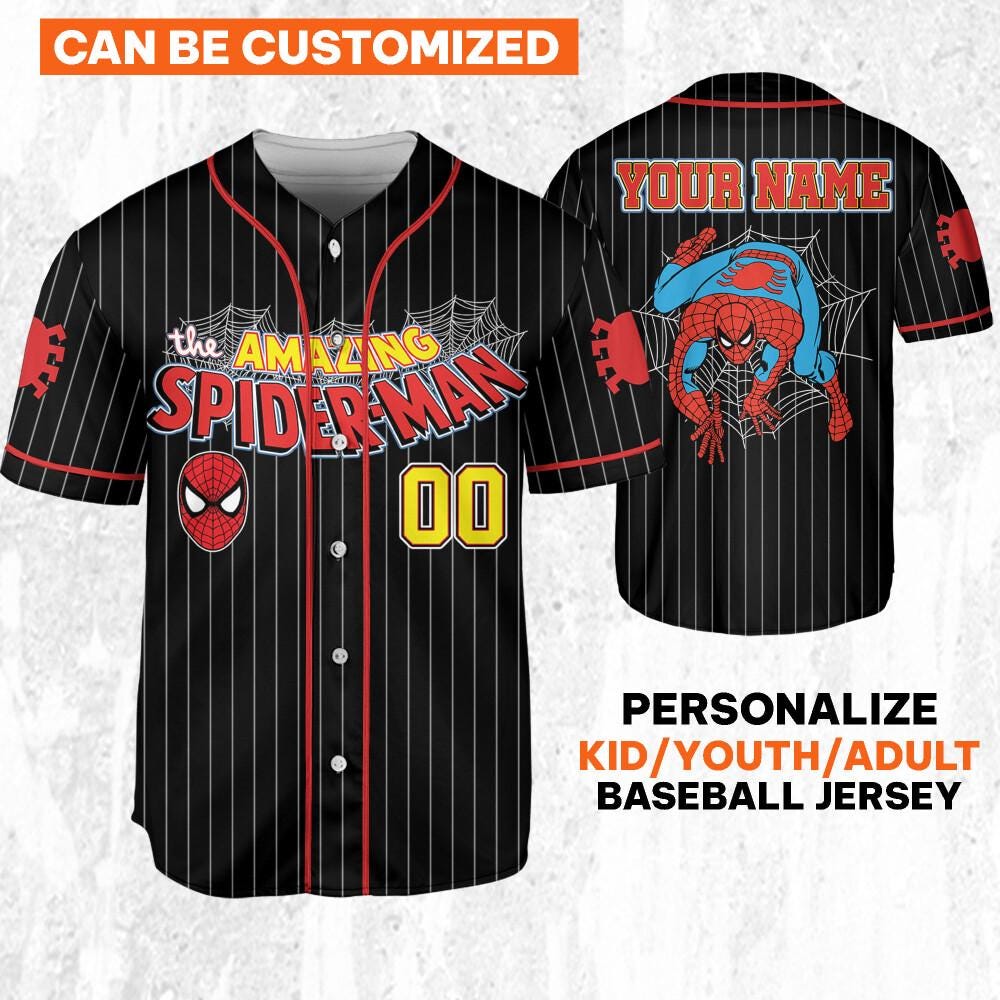 Personalize The Amazing Spider-Man Super Hero, Superhero Jersey Team, Hero Jersey Gift, Spider-Man Baseball Team Outfit