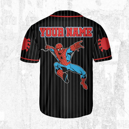 Personalize The Amazing Spider-Man Uniform Baseball Style Black, Superhero Jersey Team, Hero Jersey Gift, Spider-Man Baseball Team Outfit