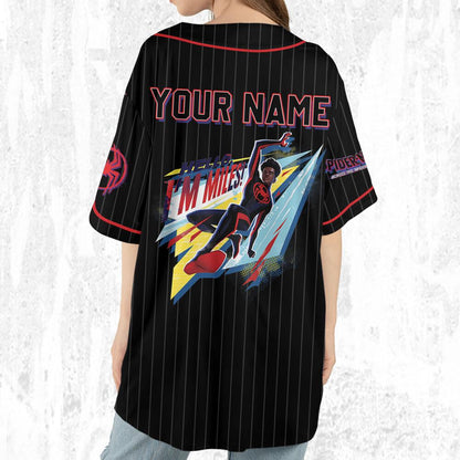 Personalize Spider Man Across The Spider-Verse Hello I'm Miles, Superhero Jersey Team, Spider-Man Baseball Team, Disney Baseball Jersey