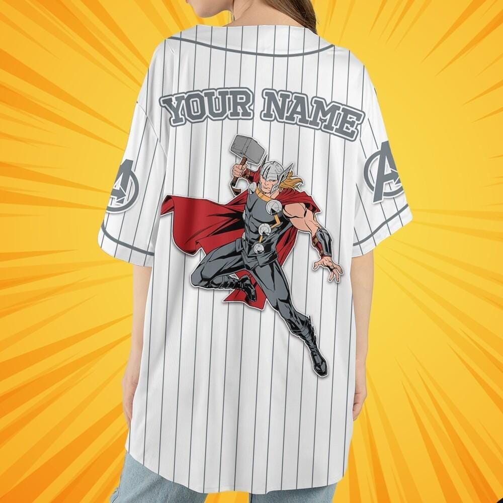 Custom Thor God Of Thunder Jersey, Superhero Squad Birthday Jersey, Marvel Family Matching Shirt, Avenger Team Fans