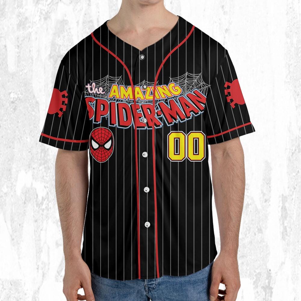 Personalize The Amazing Spider-Man Super Hero, Superhero Jersey Team, Hero Jersey Gift, Spider-Man Baseball Team Outfit