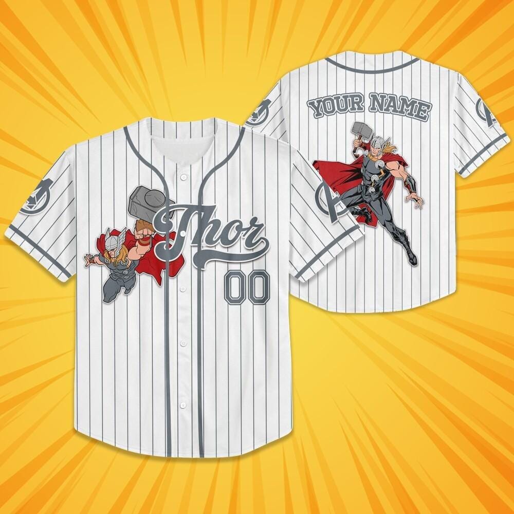 Custom Thor God Of Thunder Jersey, Superhero Squad Birthday Jersey, Marvel Family Matching Shirt, Avenger Team Fans