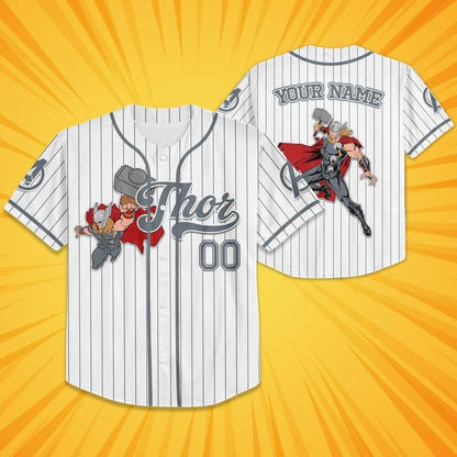 Custom Thor God Of Thunder Jersey, Superhero Squad Birthday Jersey, Marvel Family Matching Shirt, Avenger Team Fans
