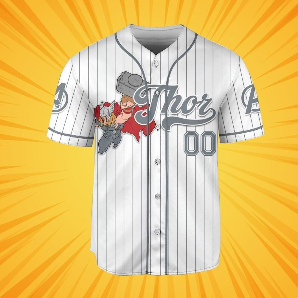Custom Thor God Of Thunder Jersey, Superhero Squad Birthday Jersey, Marvel Family Matching Shirt, Avenger Team Fans