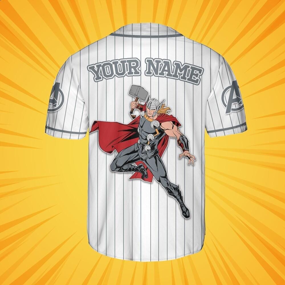 Custom Thor God Of Thunder Jersey, Superhero Squad Birthday Jersey, Marvel Family Matching Shirt, Avenger Team Fans