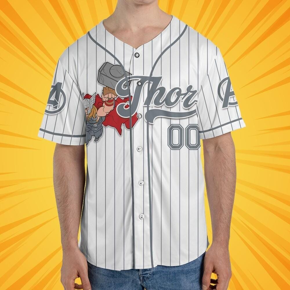 Custom Thor God Of Thunder Jersey, Superhero Squad Birthday Jersey, Marvel Family Matching Shirt, Avenger Team Fans