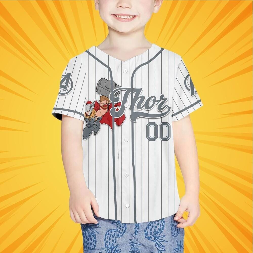 Custom Thor God Of Thunder Jersey, Superhero Squad Birthday Jersey, Marvel Family Matching Shirt, Avenger Team Fans