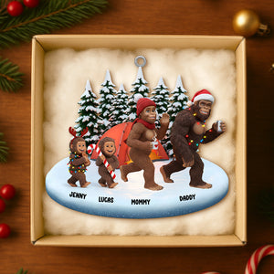 Sasquatch Family Christmas Ornament in gift box