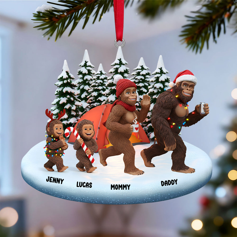 Sasquatch Family Christmas Ornament on Christmas tree