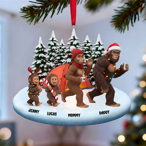 Sasquatch Family Christmas Ornament on Christmas tree