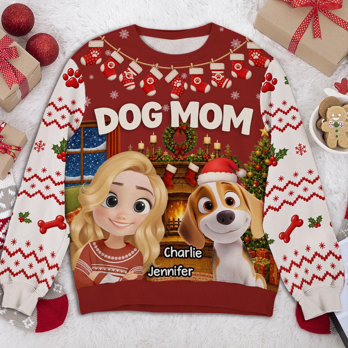 The Christmas Pawrents - Personalized All-Over-Print Sweatshirt