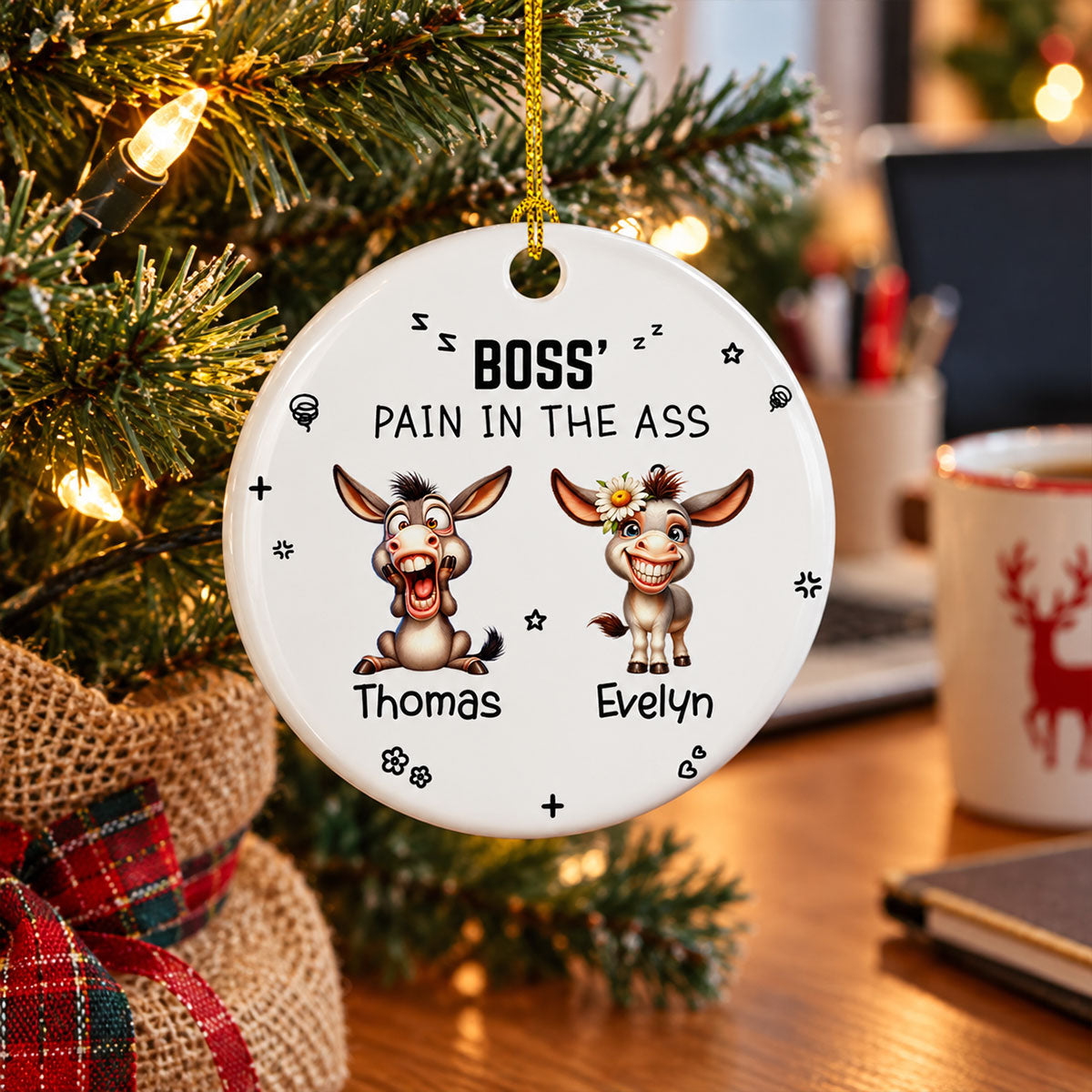 Just A Bunch Of Pains In The Ass personalized ceramic ornament