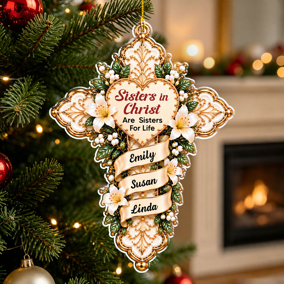 My Sisters In Christ personalized acrylic ornament