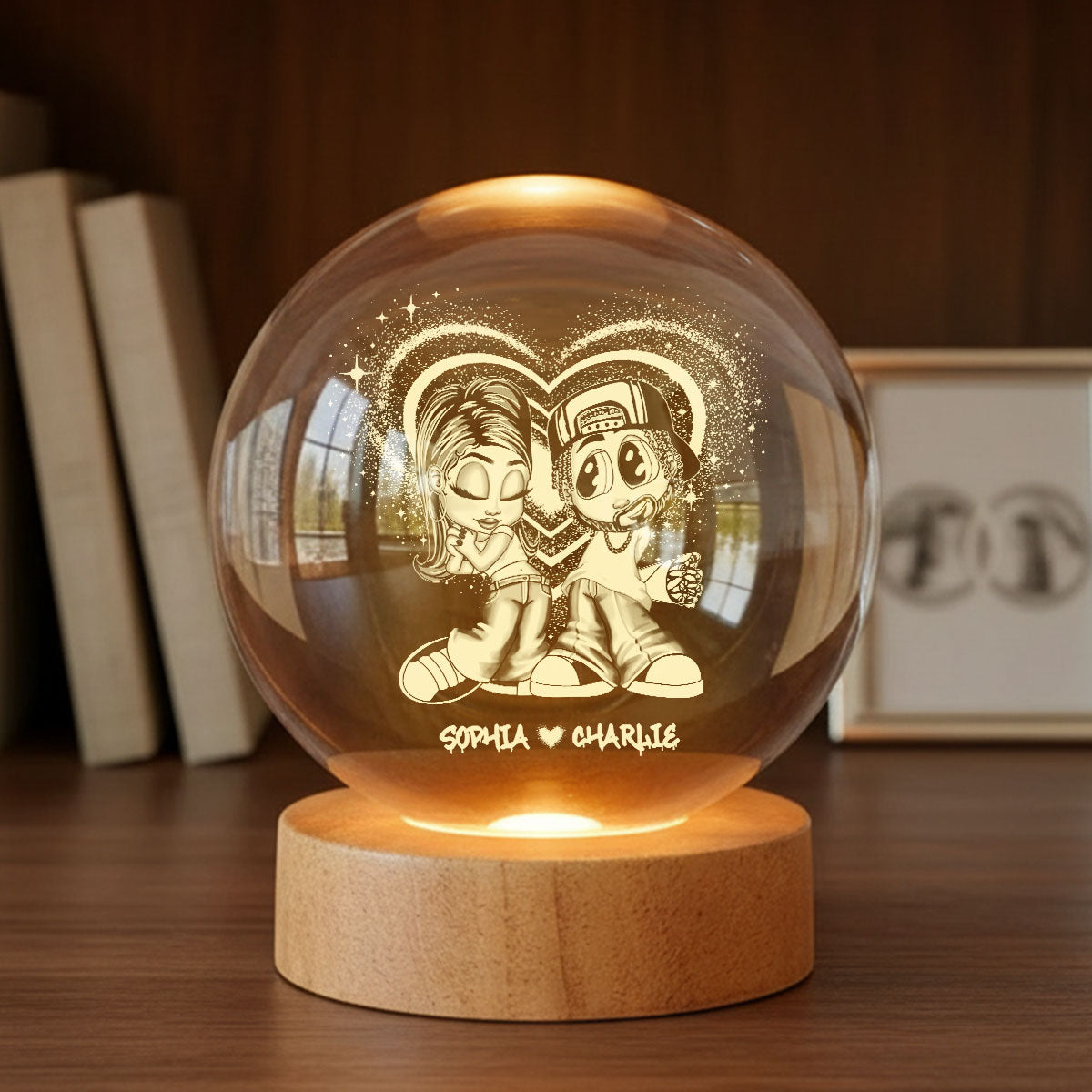 Eternal Love Y2K Couple - Personalized Crystal Ball LED Night Light