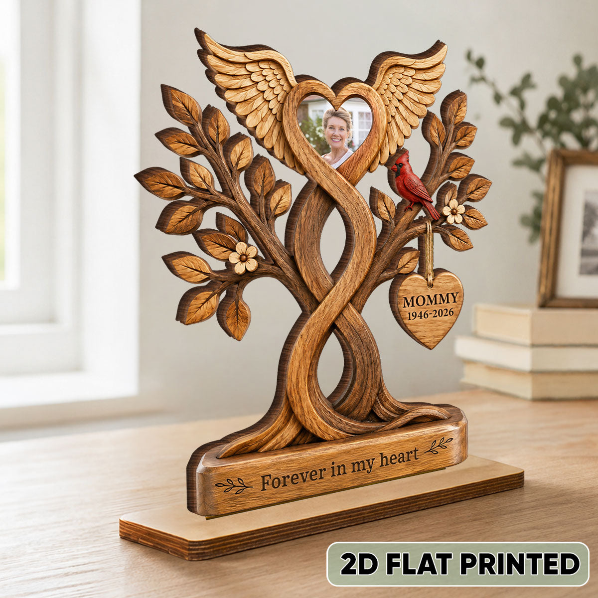 Forever in Our Hearts Memorial - Personalized 2-Layered Wooden Plaque