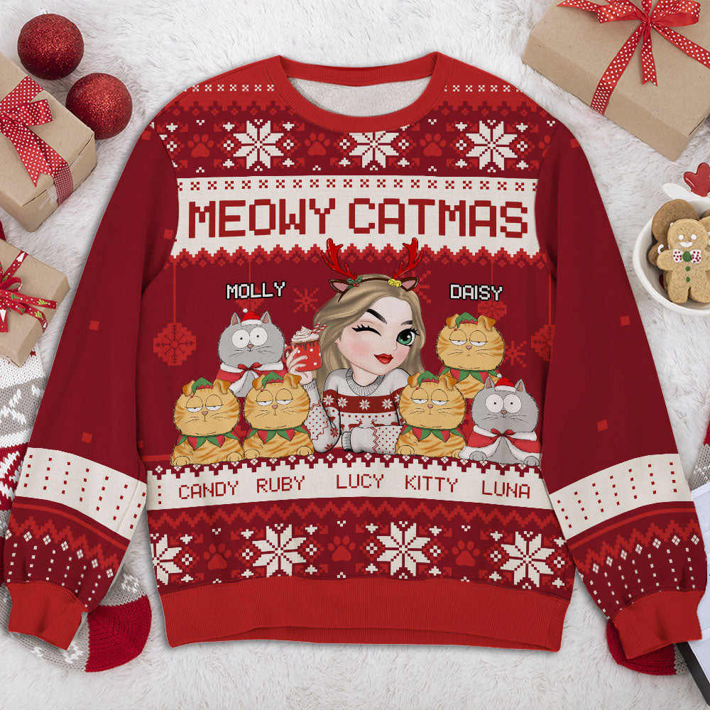 Merry Catmas - Personalized All-Over-Print Sweatshirt