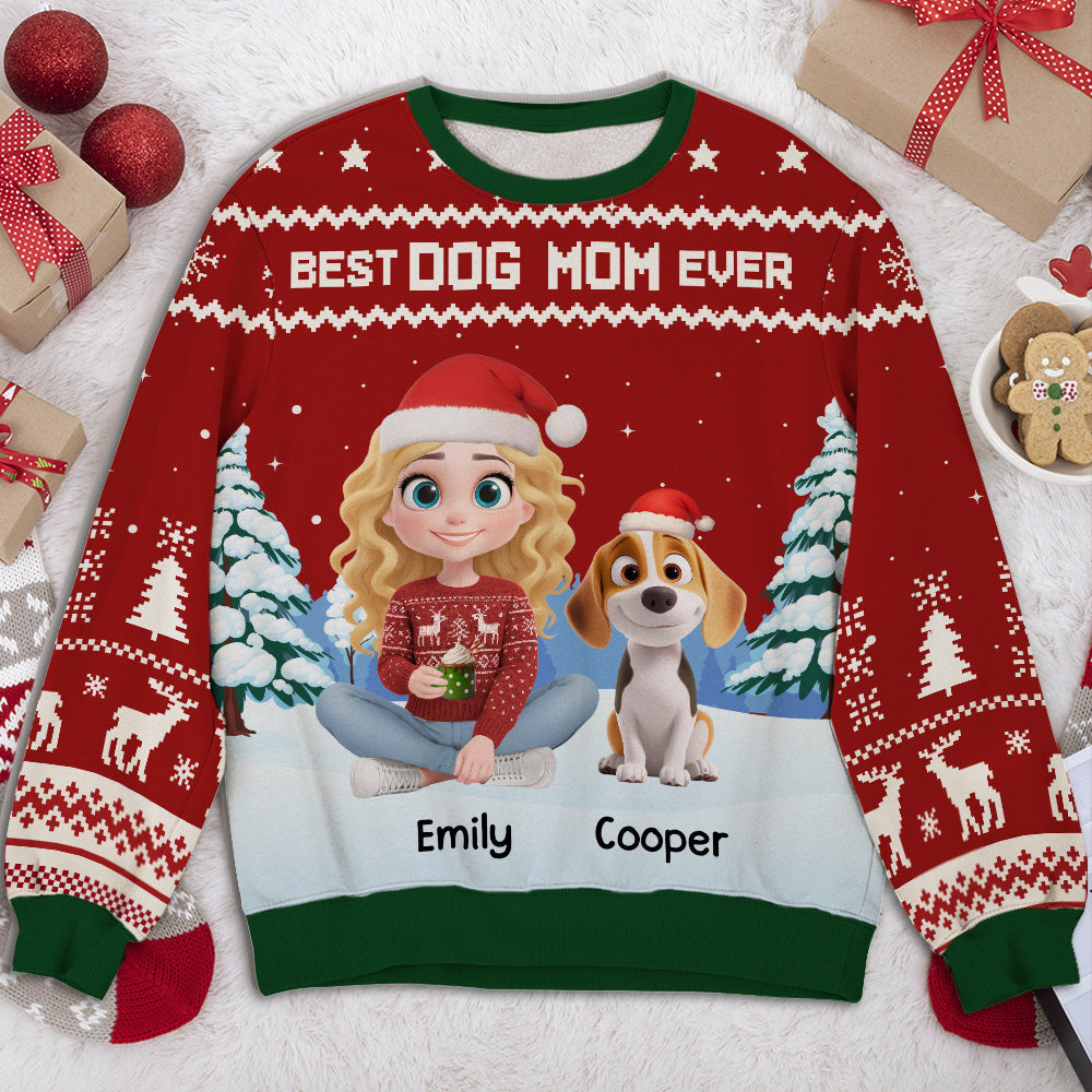 The World Best Dog Parent Cartoon - Personalized All-Over-Print Sweatshirt