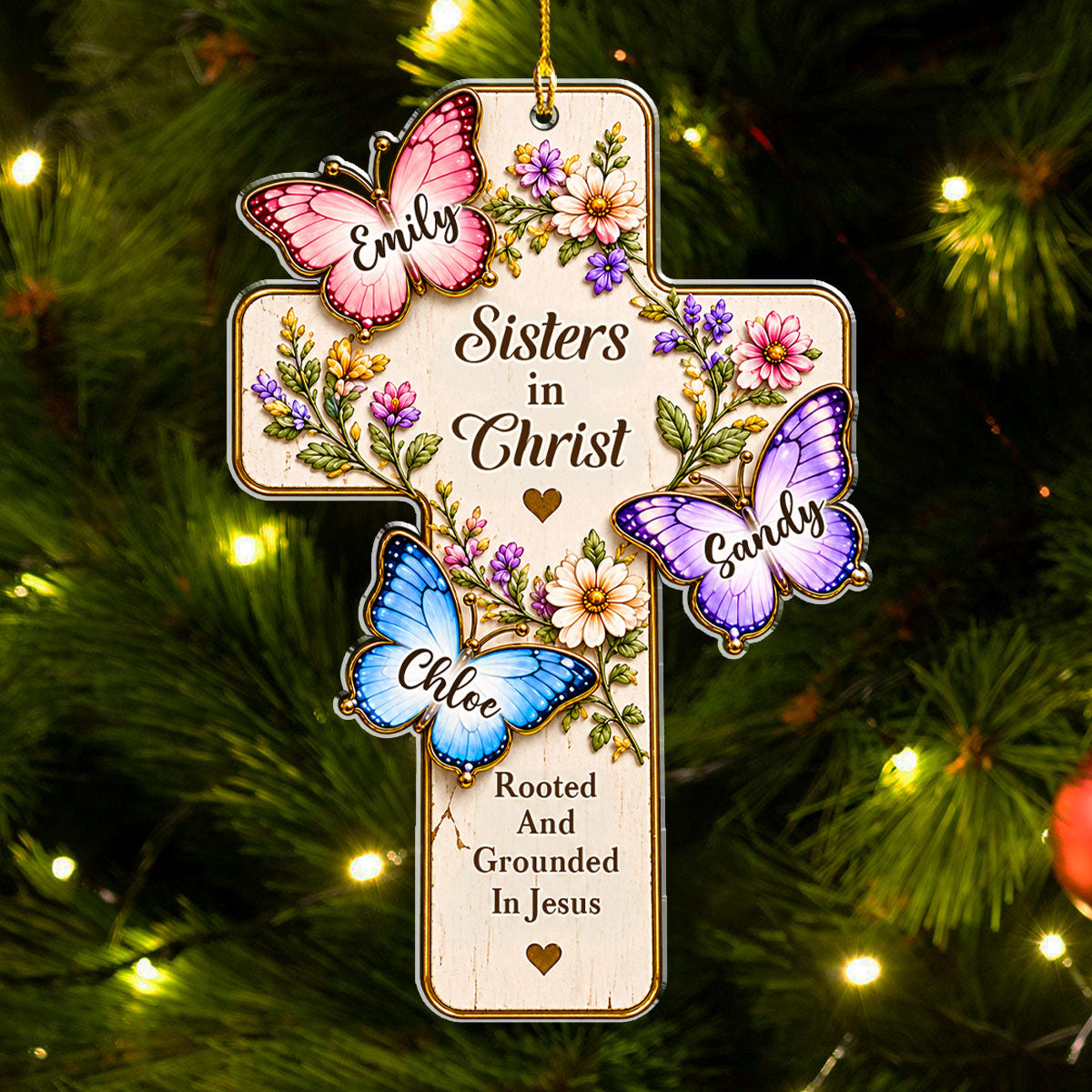 Sisters By Faith - Personalized Acrylic Ornament