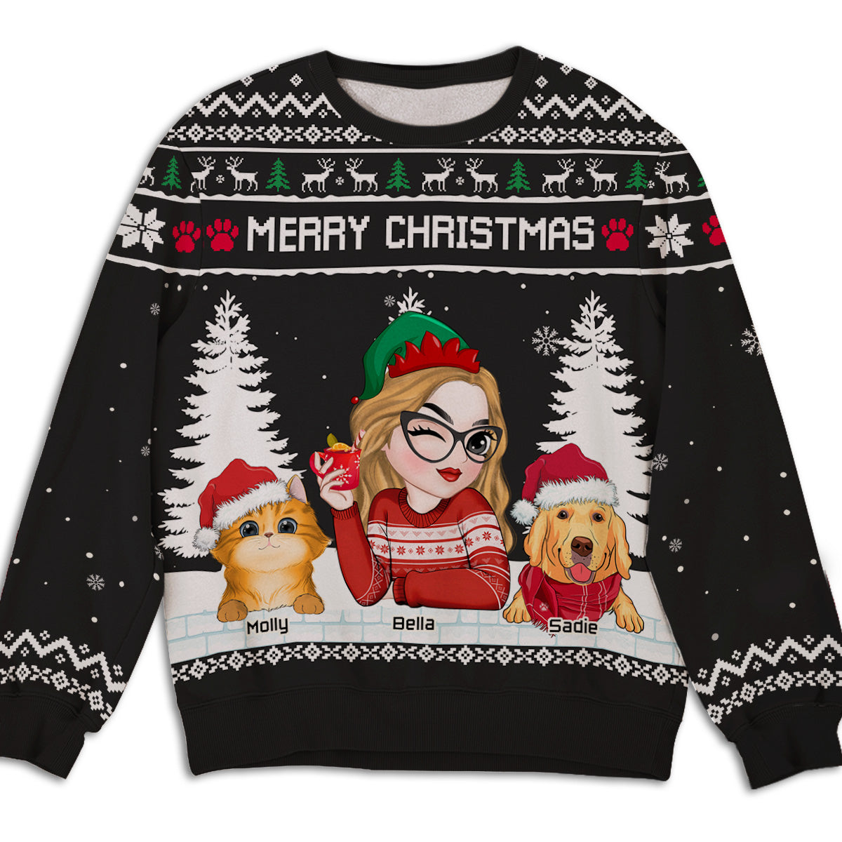 Merry Christmas To My Mom Dad - Personalized All-Over-Print Sweatshirt