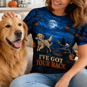 Whimsical Blue Theme I've Got Your Back Dog Stealing Backbone From Your Photo - Personalized 3D Shirt - Funny Halloween Costume For Dog Lovers