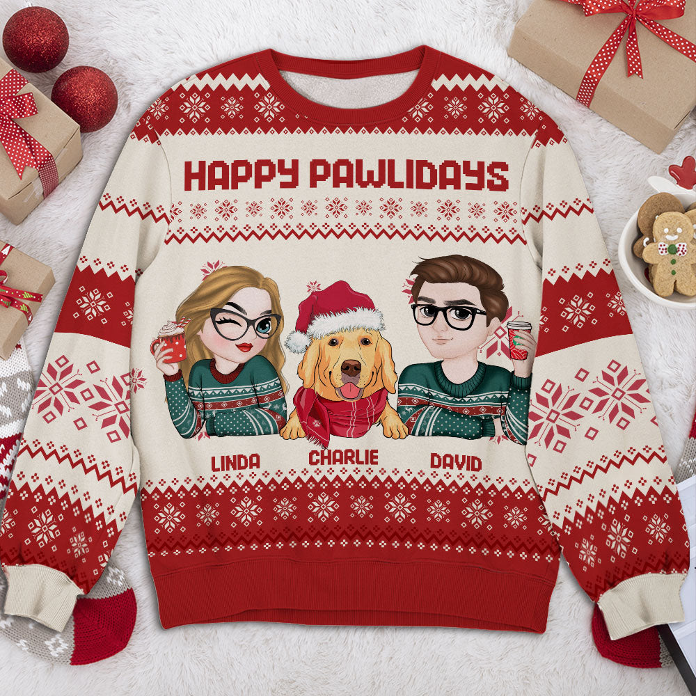 Happy Pawlidays Couple - Personalized All-Over-Print Sweatshirt