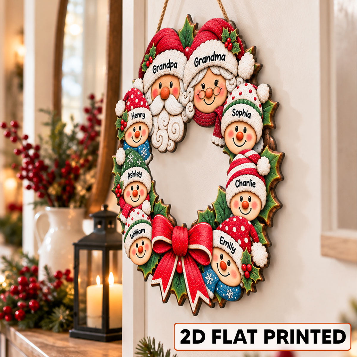 Grandkids Wreath personalized wood sign