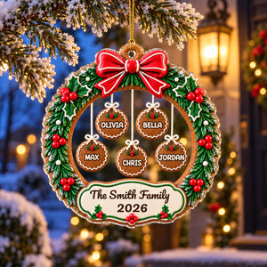 Cookie Family Wreath acrylic ornament