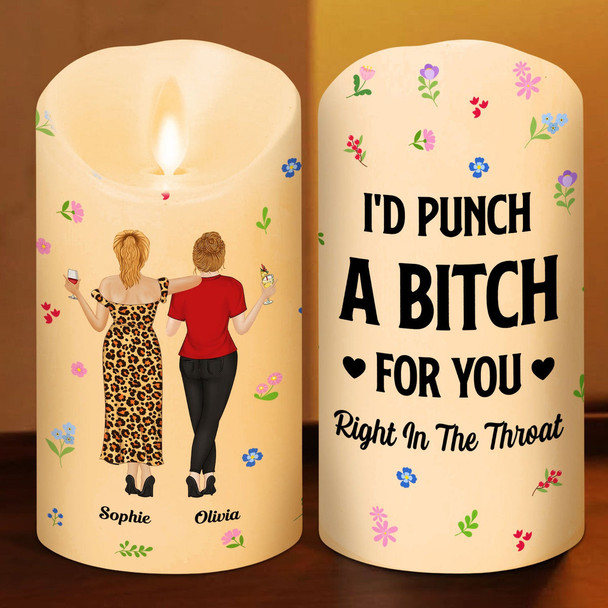 Punch Bitch Besties - Personalized LED Candle
