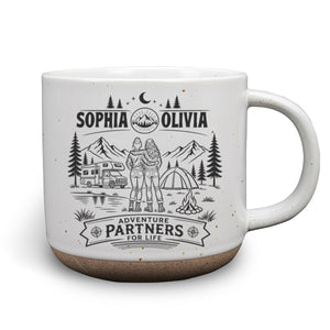 Adventure Partners For Life - Personalized Pottery Mug - White