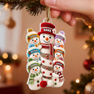 Cute Snowman Grandma & Grandkids Personalized Acrylic Ornament 5