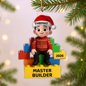 Little Kid Master Builder personalized acrylic ornament