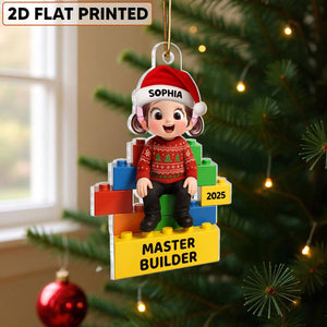 Little Kid Master Builder personalized acrylic ornament