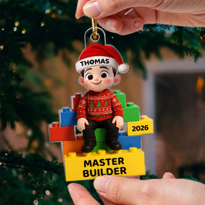 Little Kid Master Builder personalized acrylic ornament