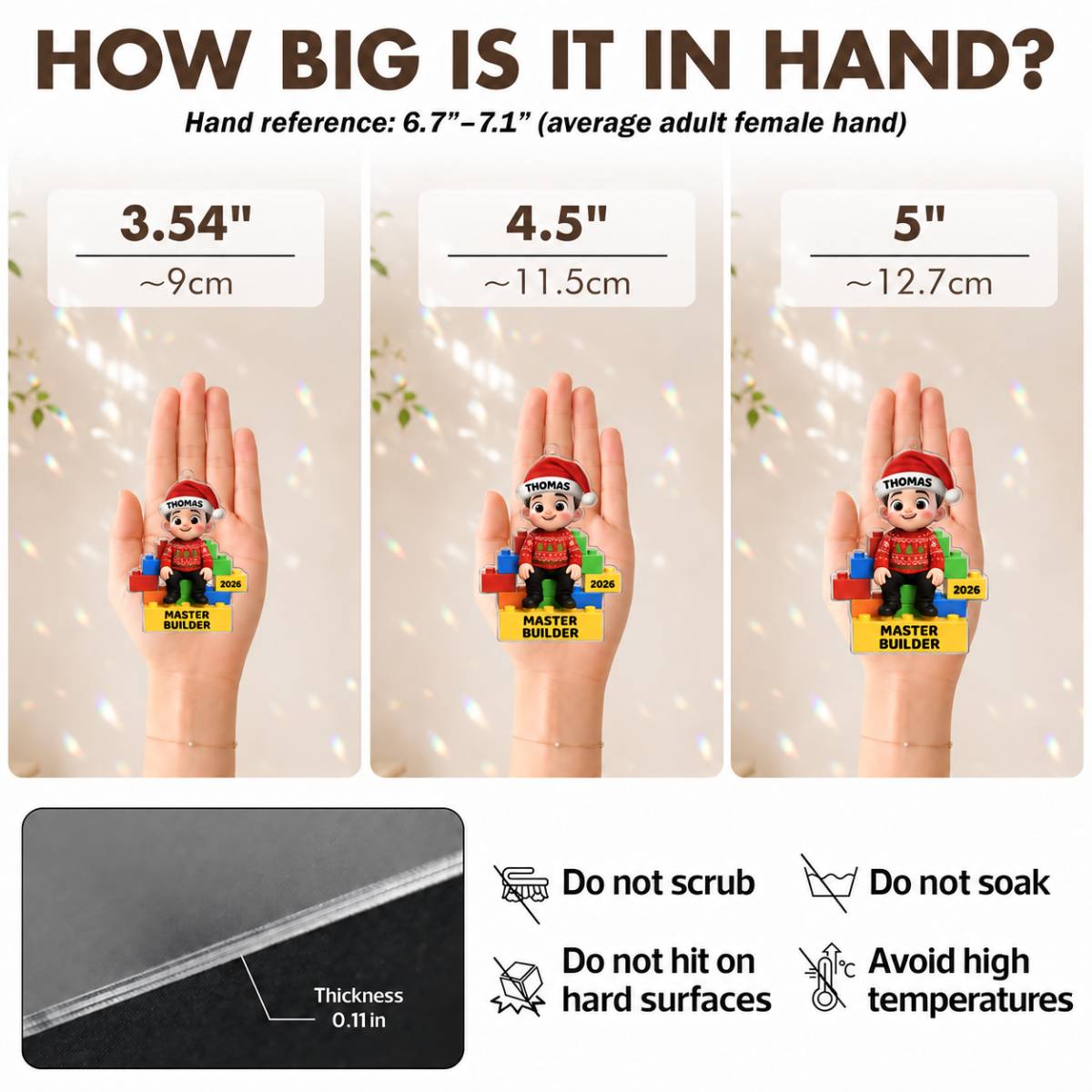 Acrylic ornament sizes