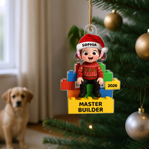 Little Kid Master Builder personalized acrylic ornament