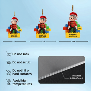 Little Kid Master Builder personalized acrylic ornament