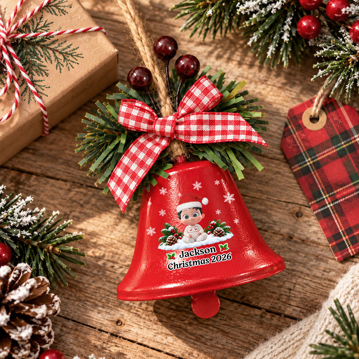 Grandma Christmas Treasures - Personalized Metal Bell Ornament - Christmas Gift For Grandma