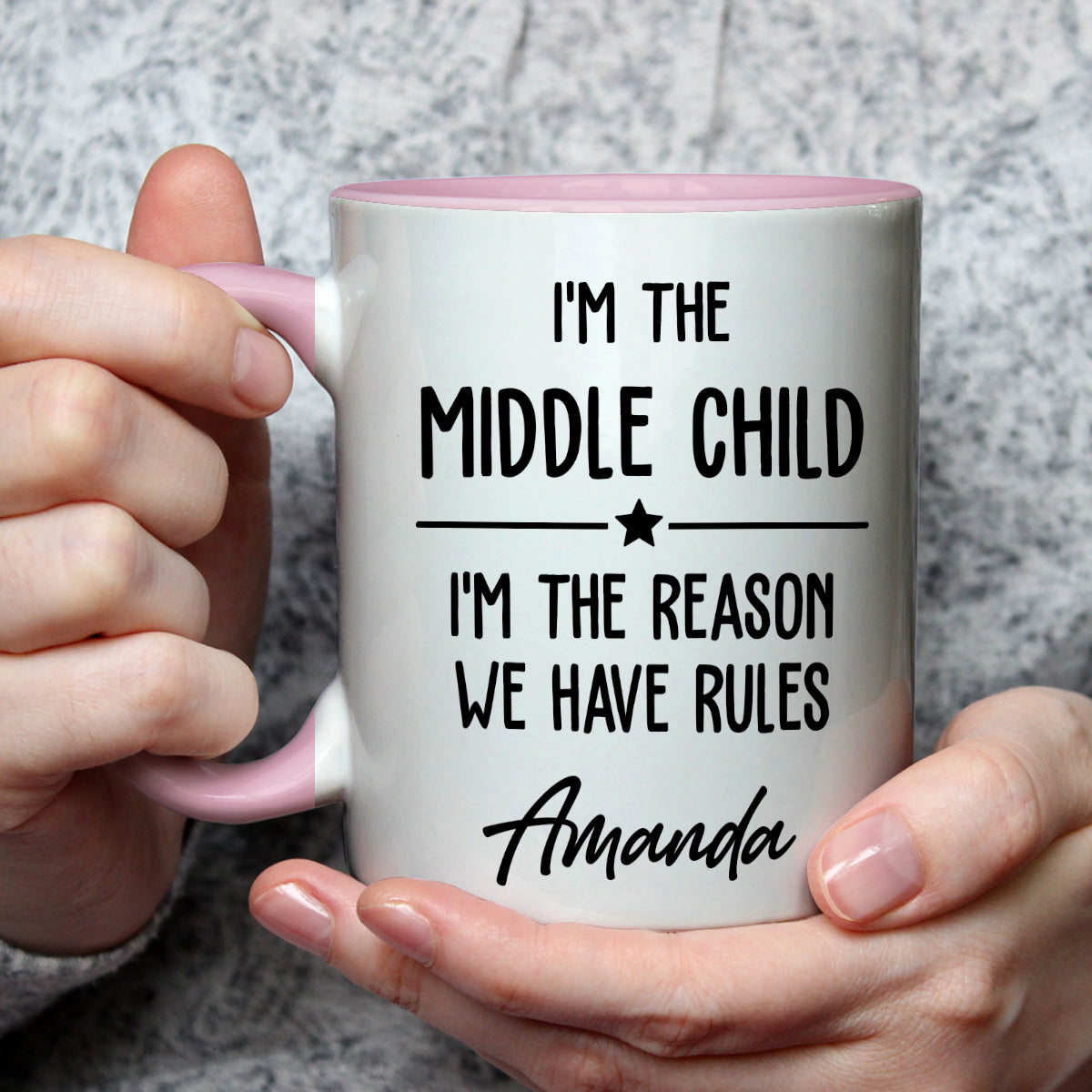 Family Rules Start With Siblings - Personalized Accent Mug