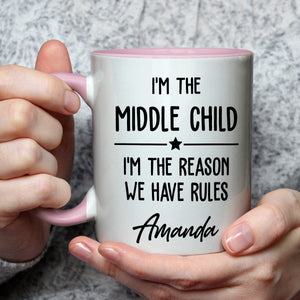 Family Rules Start With Siblings - Personalized Accent Mug