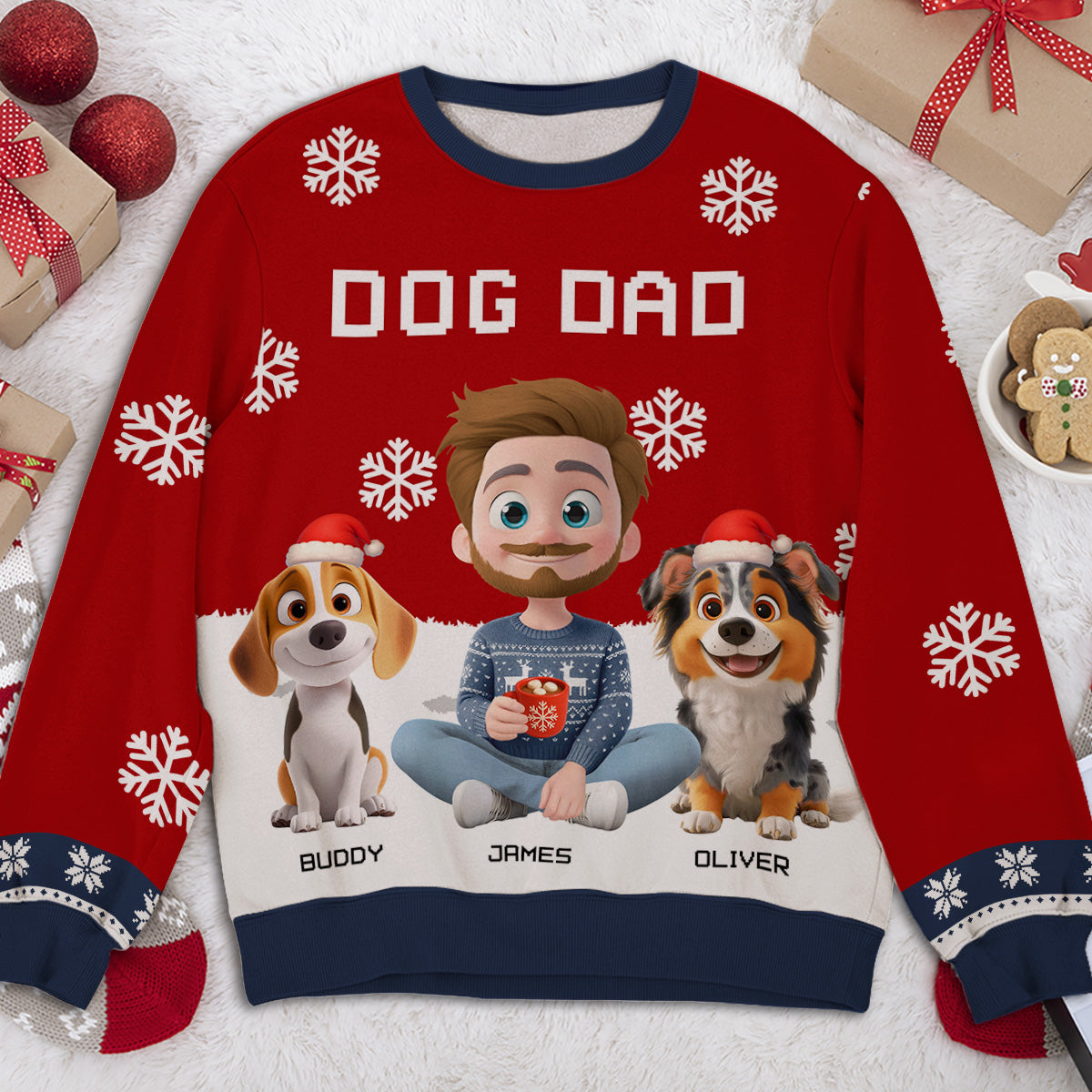 Dog Dad Mom Winter - Personalized All-Over-Print Sweatshirt