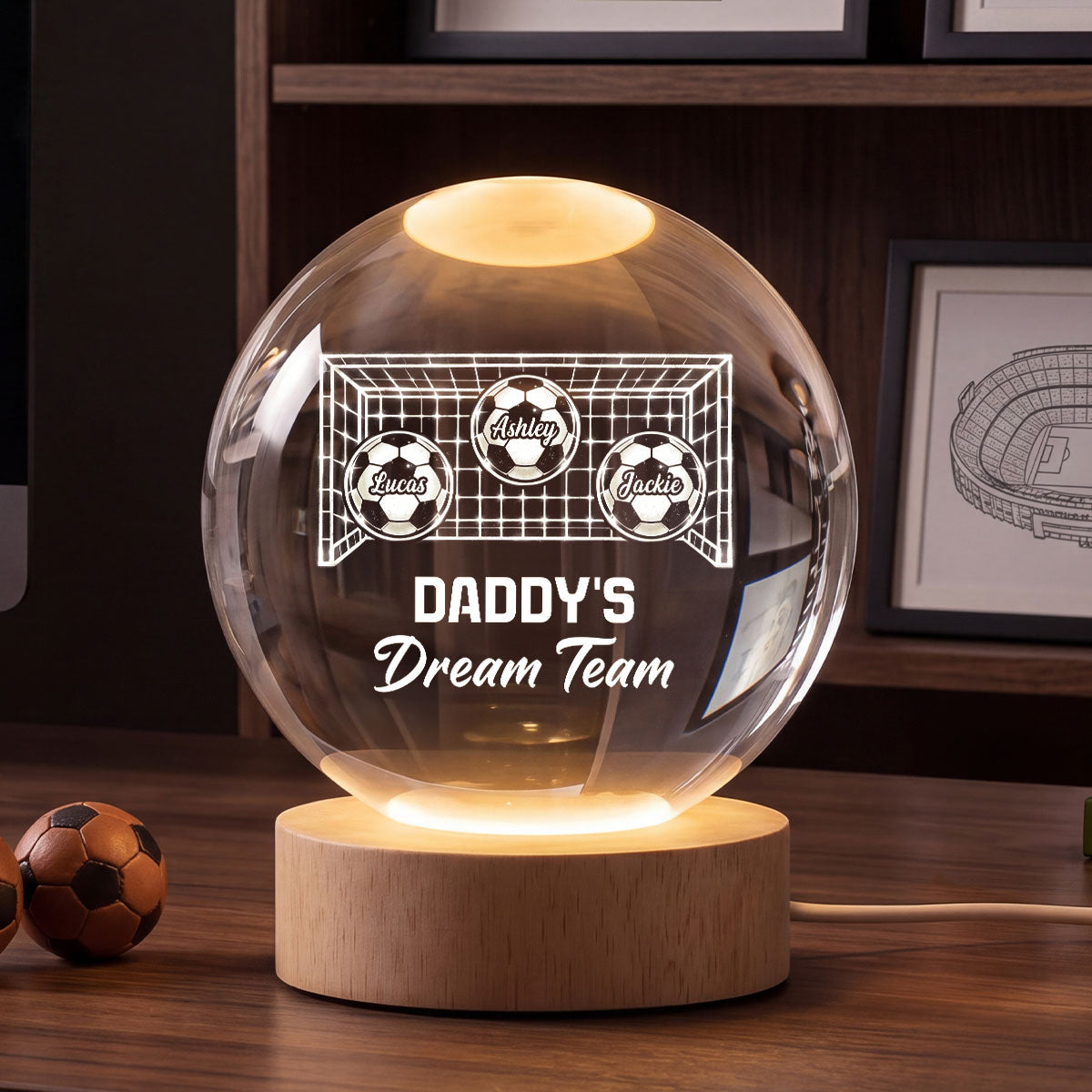 We Scored The Best Dad Soccer Dad - Personalized Crystal Ball LED Night Light