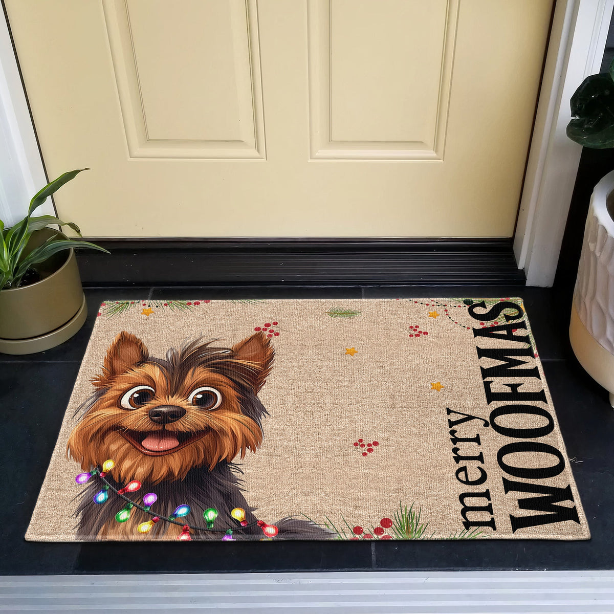 Merry Woofmas Gift For Dog Lover Christmas Decoration, Home Entrance Front Door Decor - Personalized Doormat