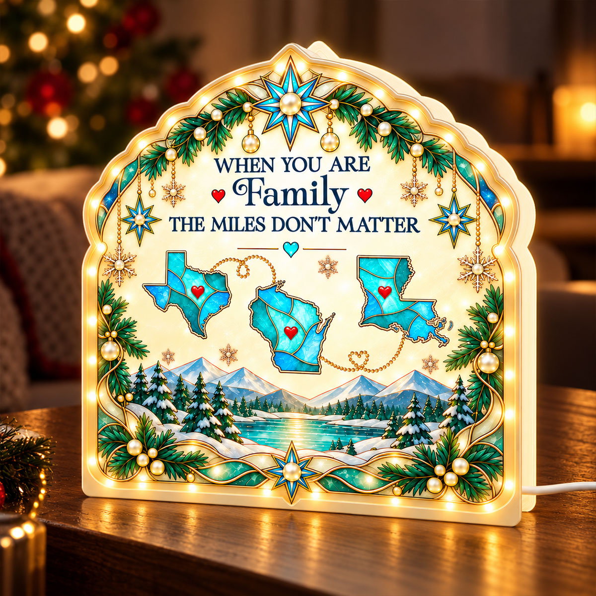Miles Apart But Close At Heart State Map personalized light box
