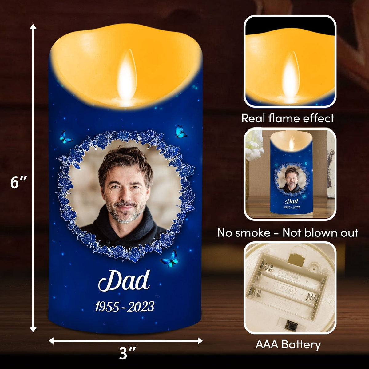 Hearts And Minds personalized LED memorial candle