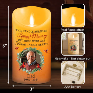 Burns In Loving Memory personalized LED memorial candle