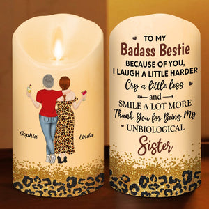 Because Of You I Laugh A Little Harder personalized LED candle