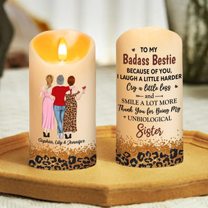 Because Of You I Laugh A Little Harder personalized LED candle